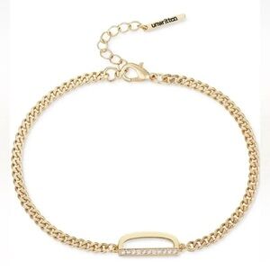 D Initial Cubic Zirconia Unwritten Crystal Bracelet in Gold Plate NWT